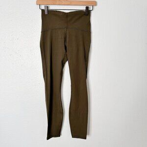 Lululemon Train Times 7/8 Pant Olive Green Mesh 4 Leggings 25"